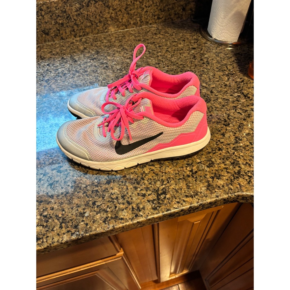 Nike Flex Experience RN 4 Kids Running Shoes Grey Pink 749818-002 7y